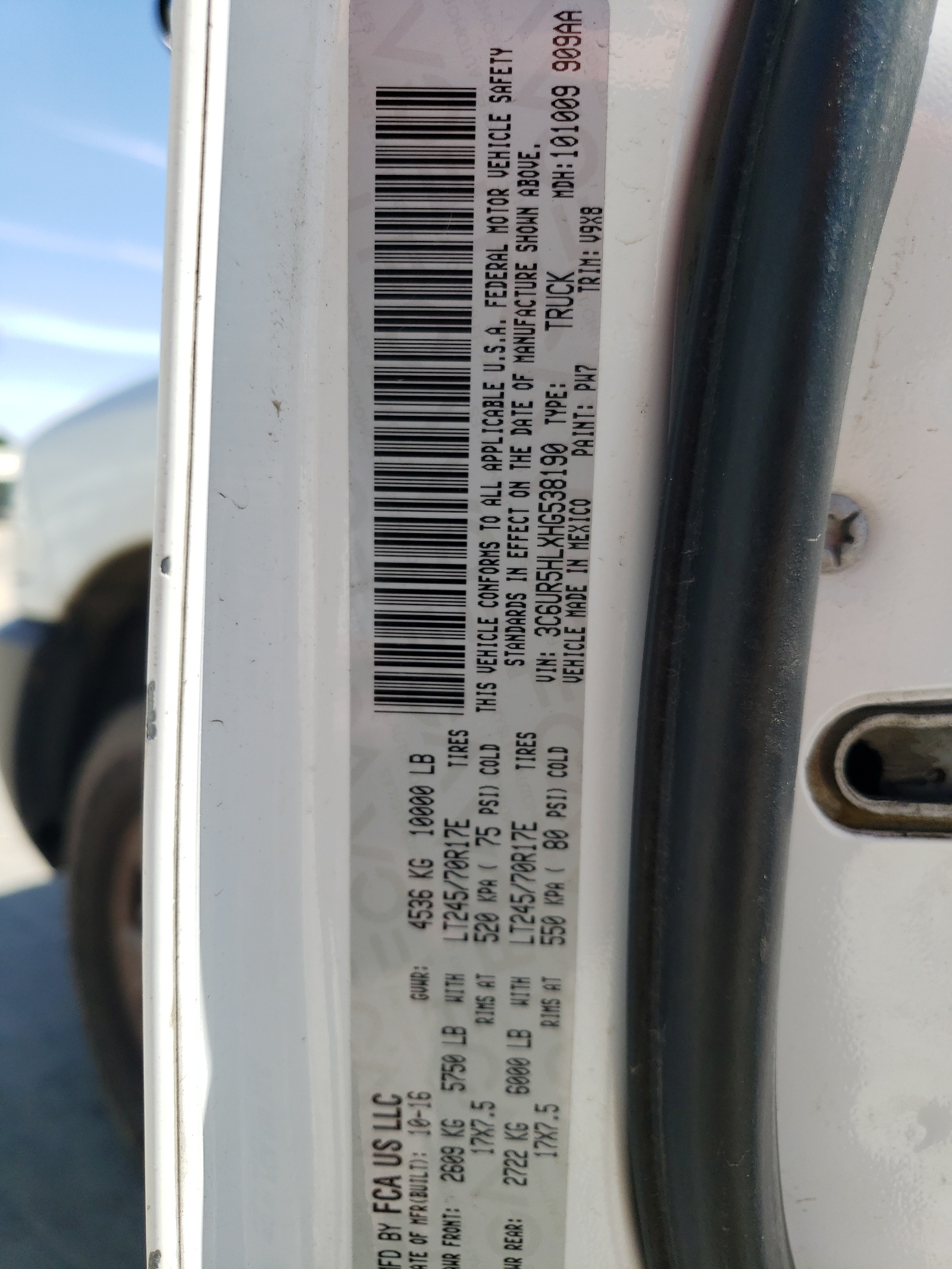 3C6UR5HLXH6538190 2016 Dodge Ram 2500