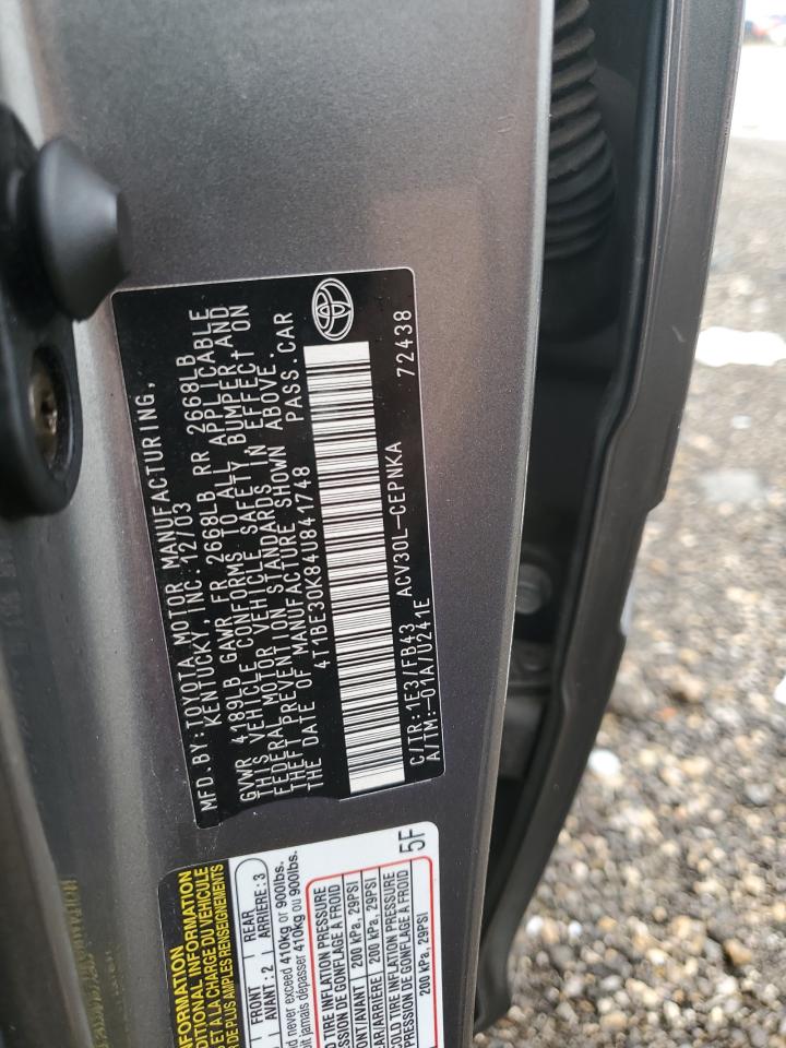 2004 Toyota Camry Le VIN: 4T1BE30K84U841748 Lot: 54556154