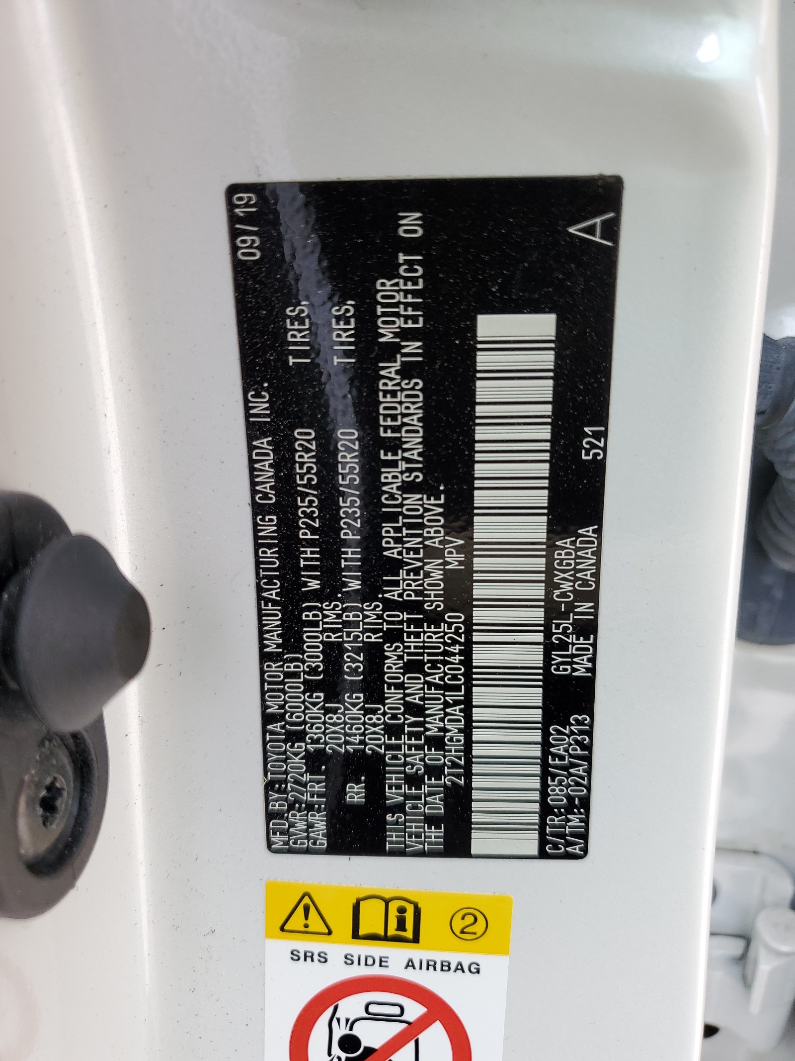 2T2HGMDA1LC044250 2020 Lexus Rx 450H