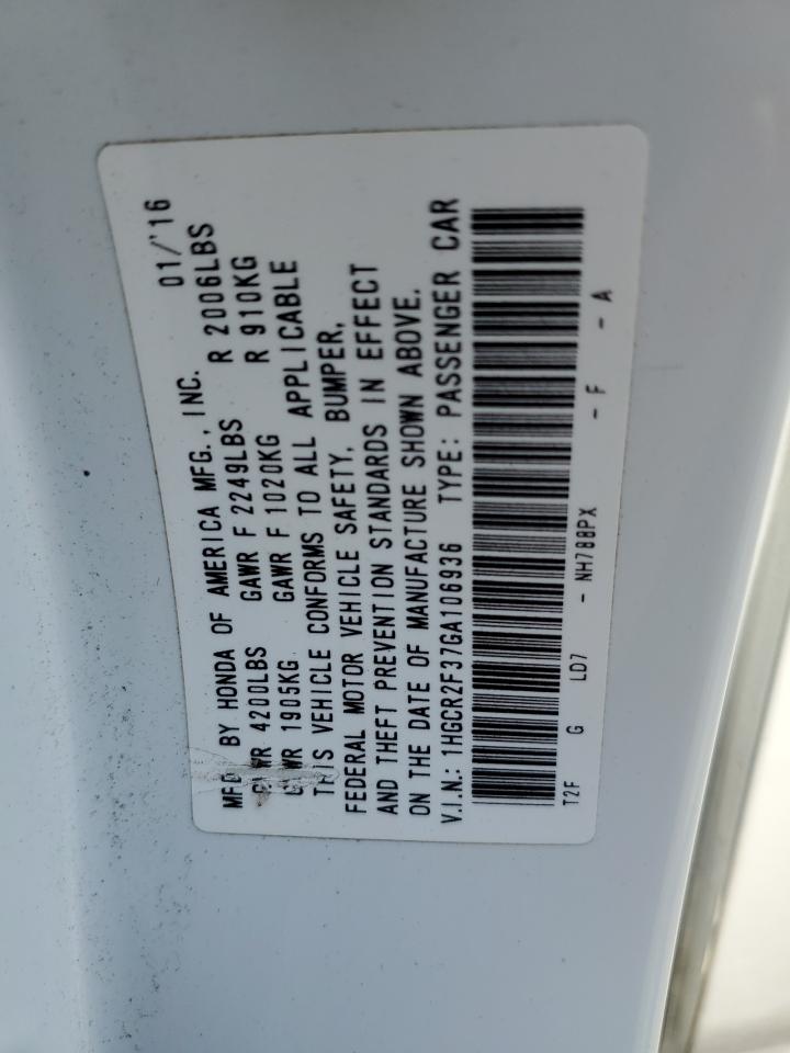 1HGCR2F37GA106936 2016 Honda Accord Lx