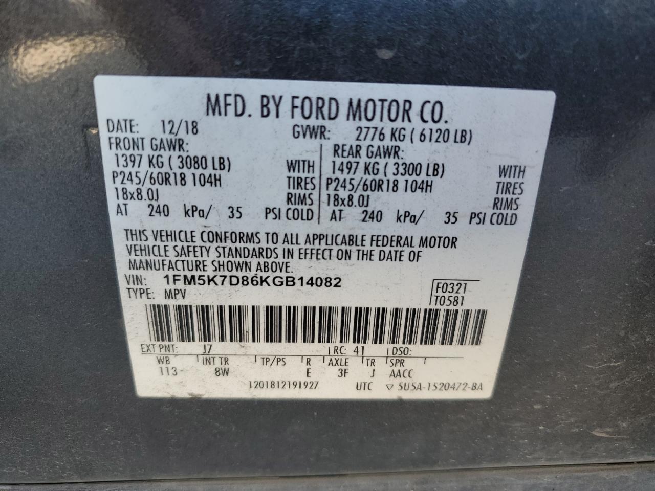 1FM5K7D86KGB14082 2019 FORD EXPLORER - Image 15