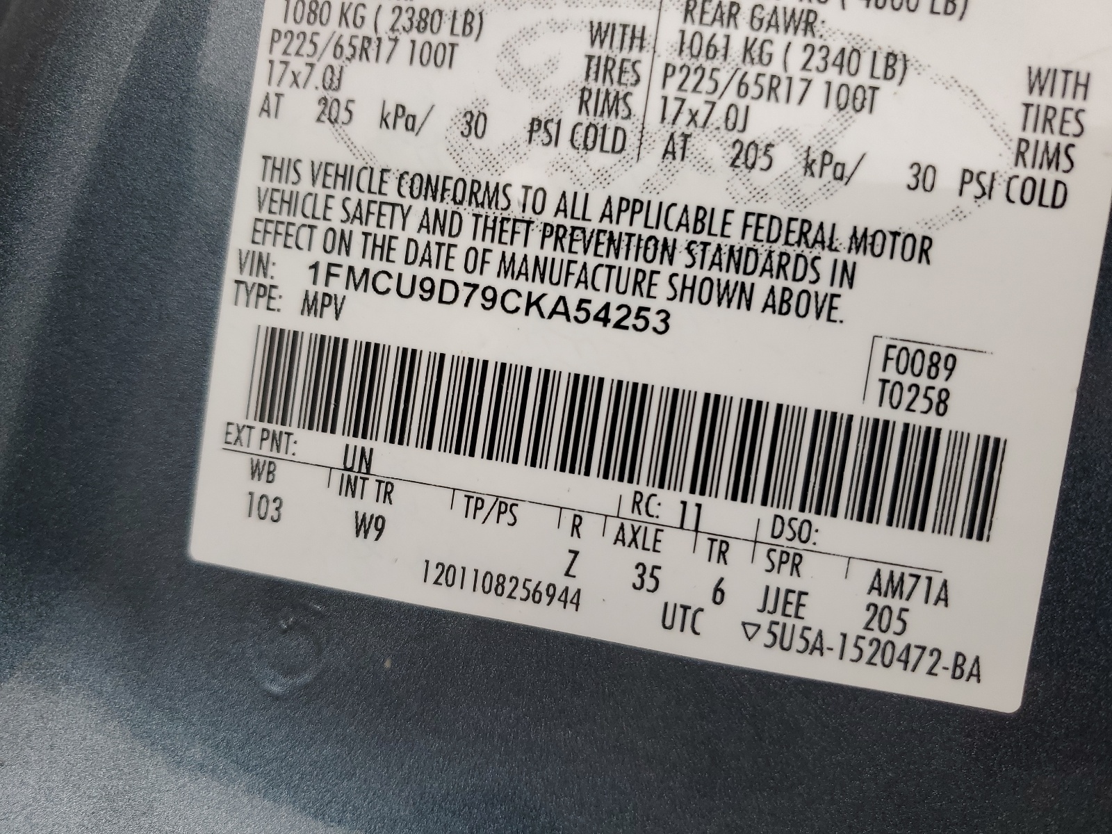 1FMCU9D79CKA54253 2012 Ford Escape Xlt