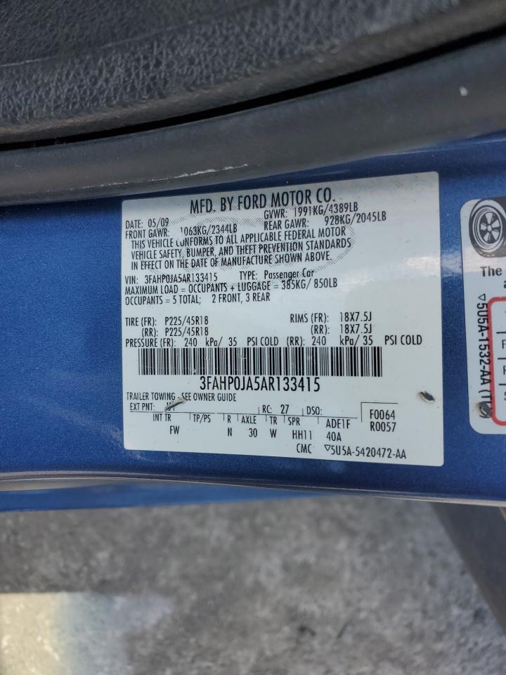 2010 Ford Fusion Sel VIN: 3FAHP0JA5AR133415 Lot: 56021574