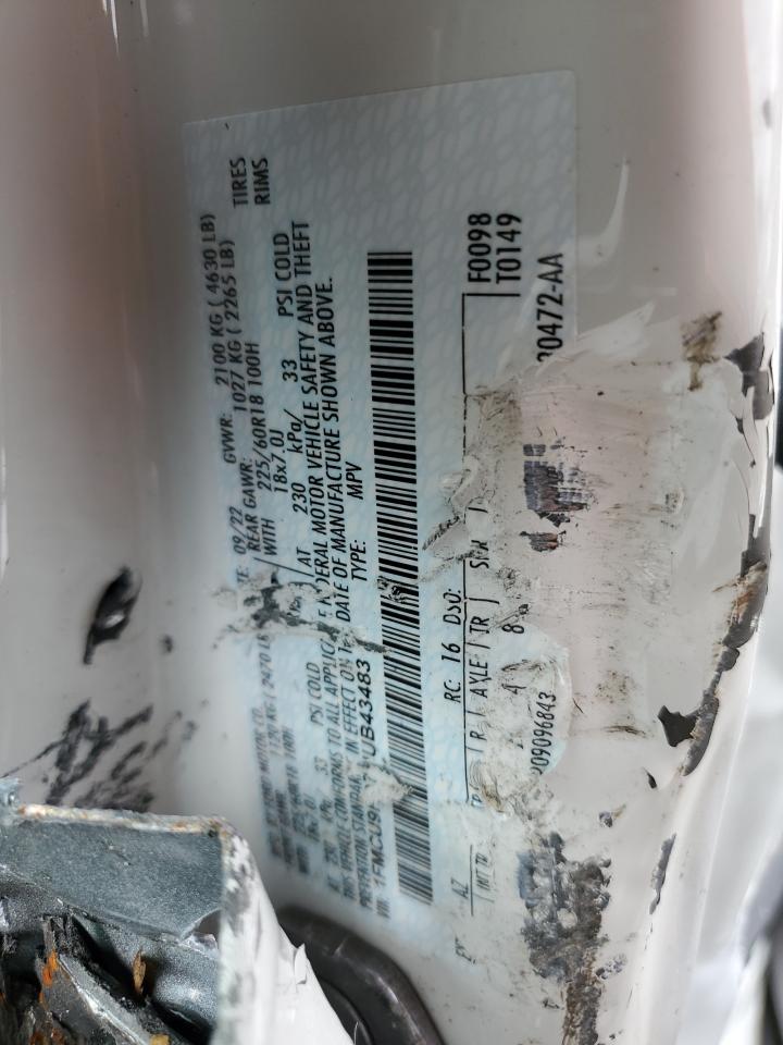 2022 Ford Escape Sel VIN: 1FMCU9H97NUB43483 Lot: 55346354