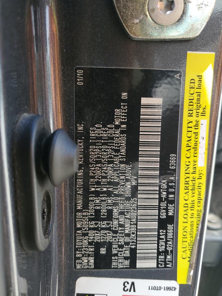 2010 Toyota Venza VIN: 4T3ZK3BB1AU023625 Lot: 53219844