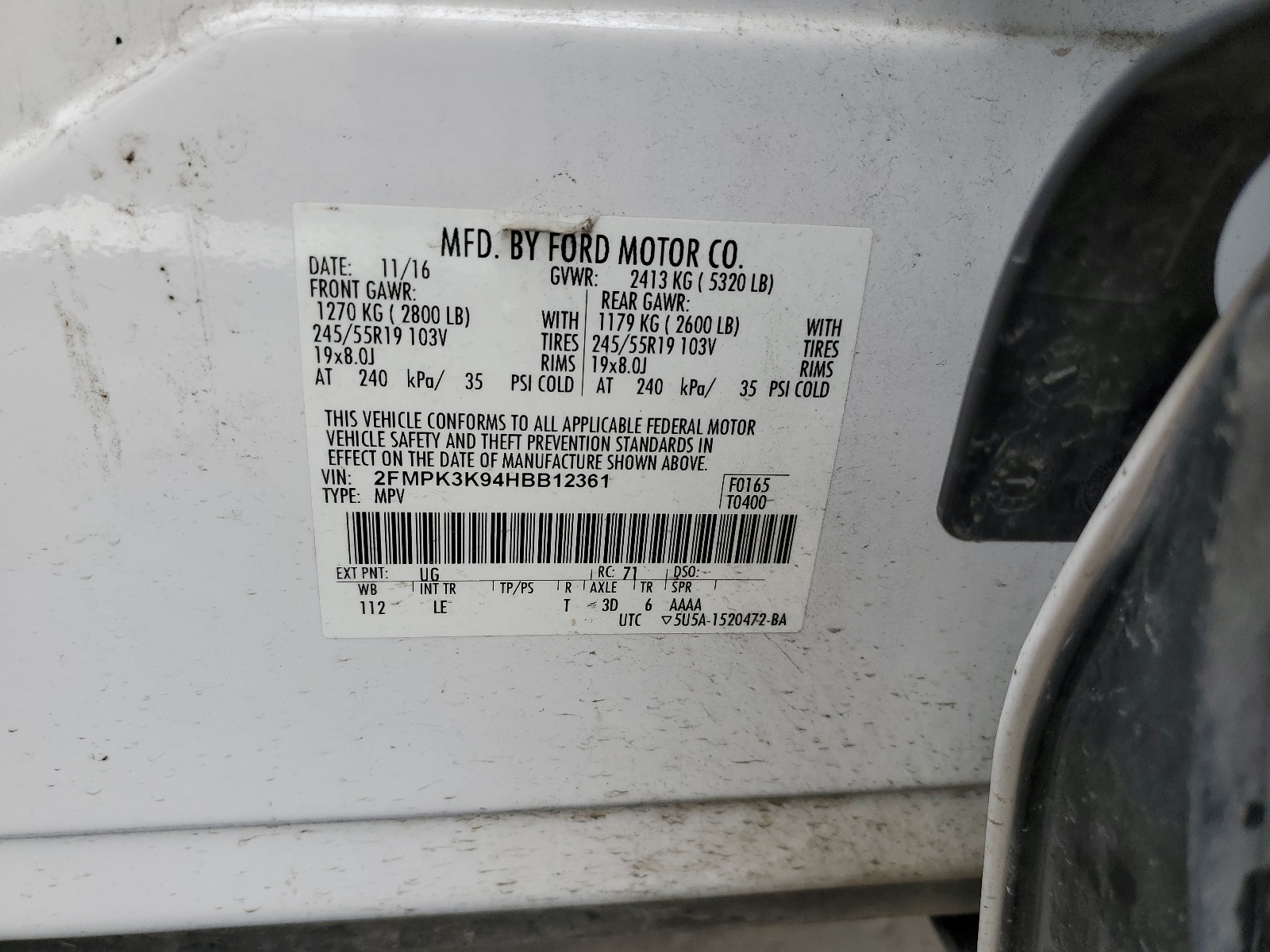 2FMPK3K94HBB12361 2017 Ford Edge Titanium