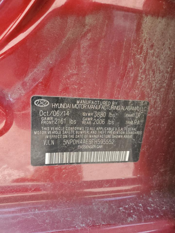 2015 Hyundai Elantra Se VIN: 5NPDH4AE9FH595552 Lot: 55003564