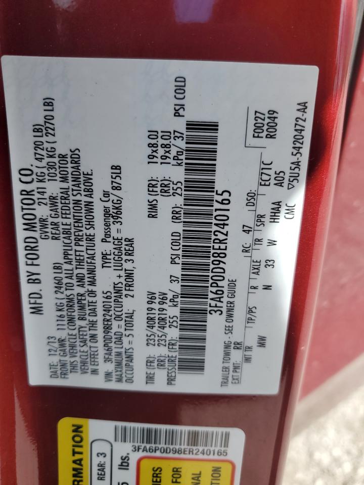 2014 Ford Fusion Titanium VIN: 3FA6P0D98ER240165 Lot: 53676834