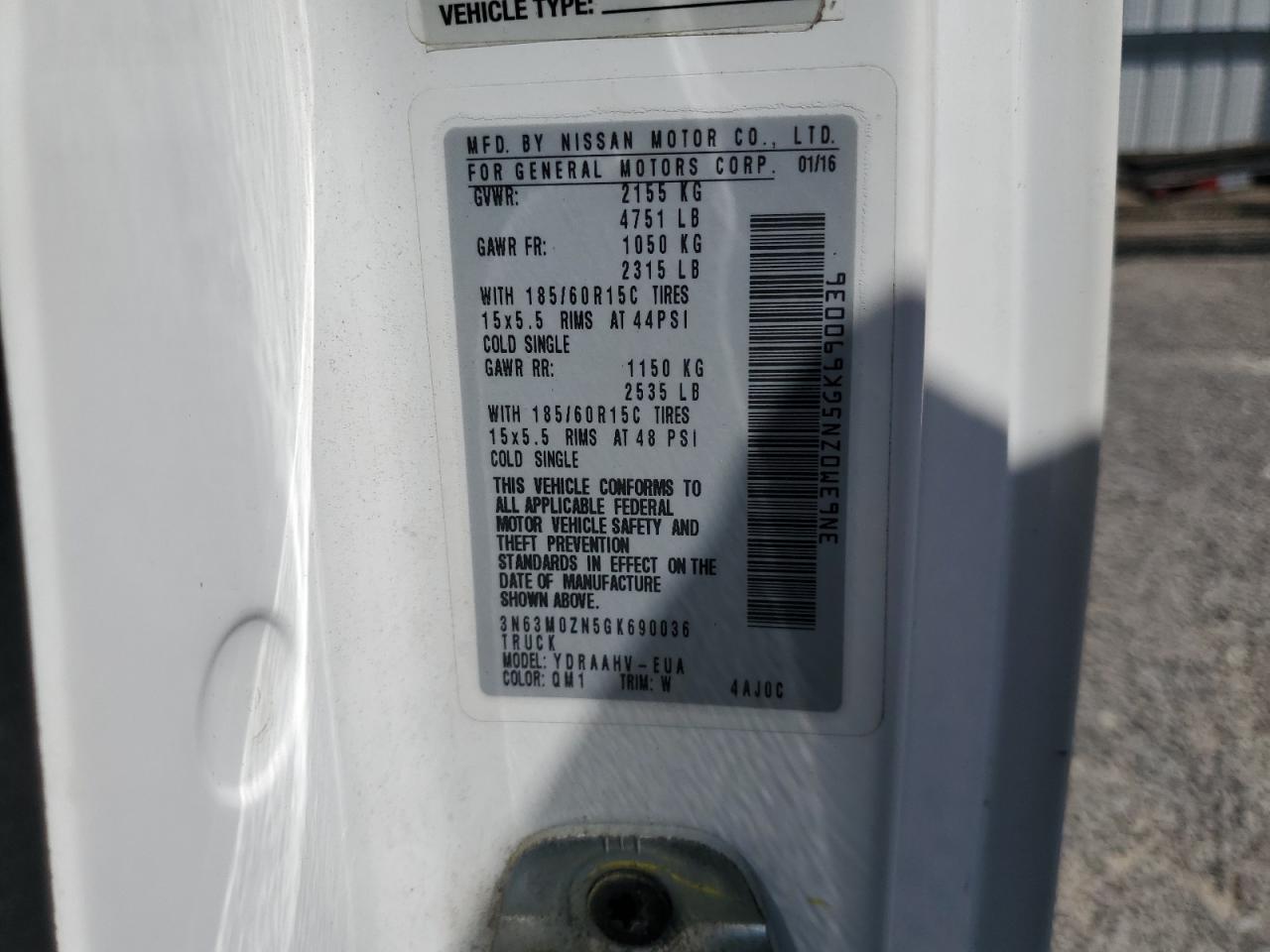 2016 Chevrolet City Express Lt VIN: 3N63M0ZN5GK690036 Lot: 53016124