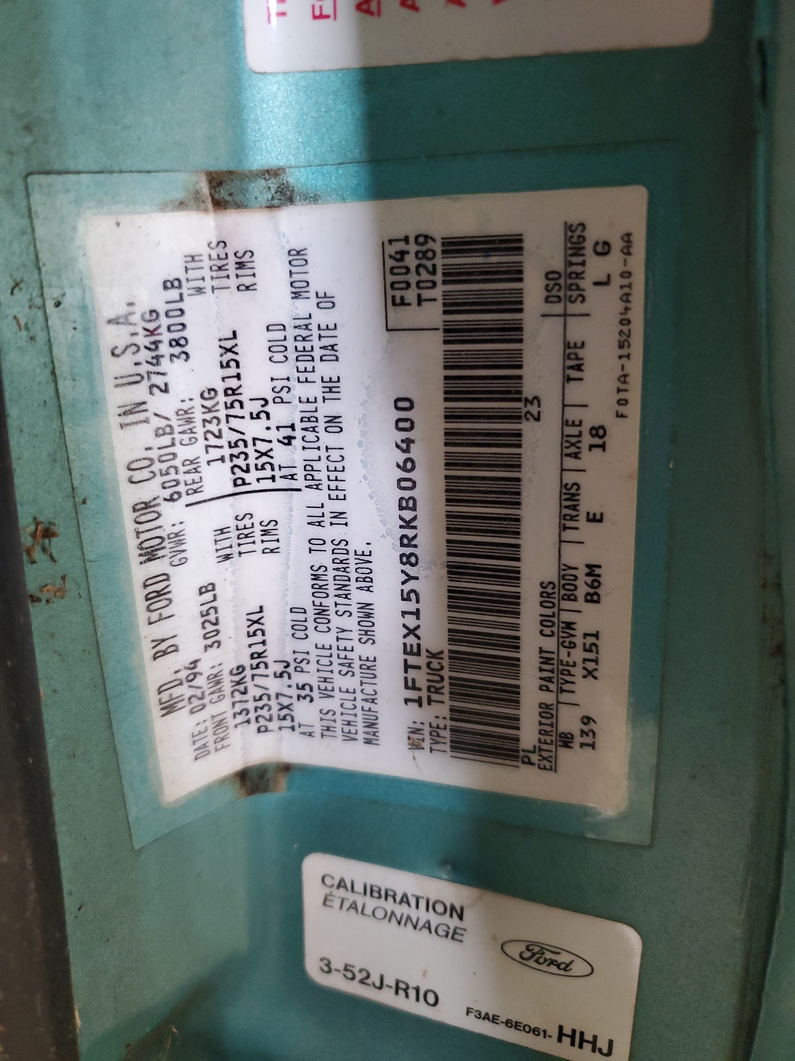 1FTEX15Y8RKB06400 1994 Ford F150