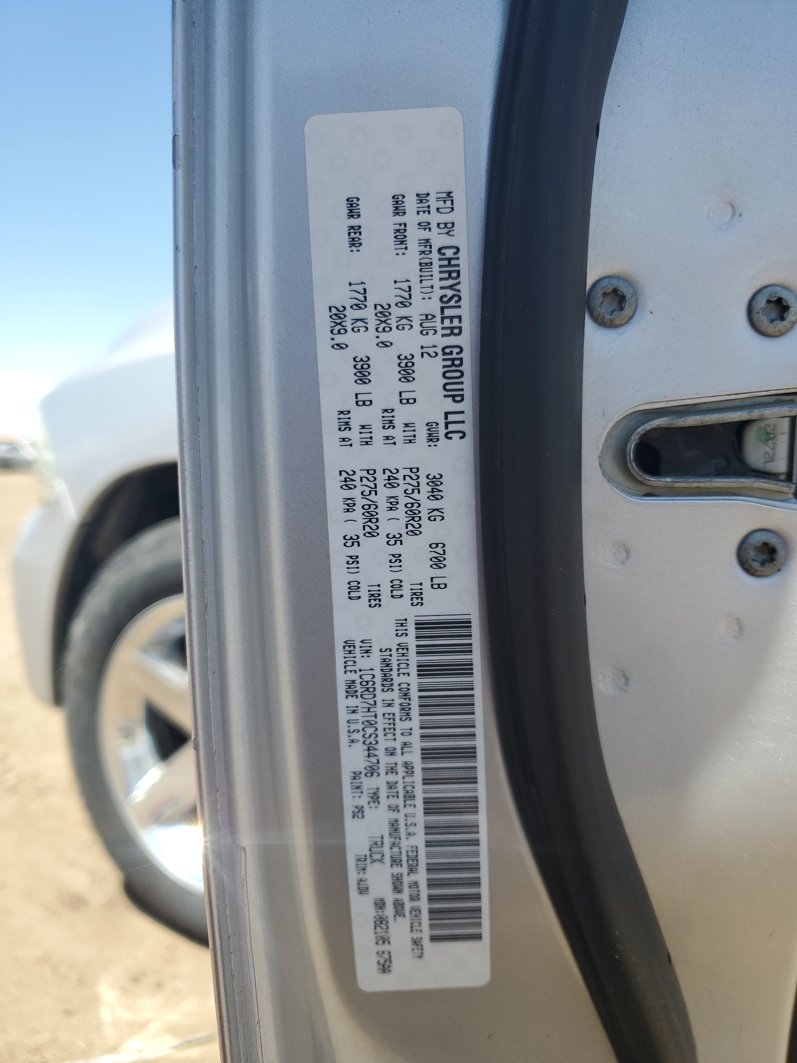 1C6RD7HT0CS344706 2012 Dodge Ram 1500 Sport