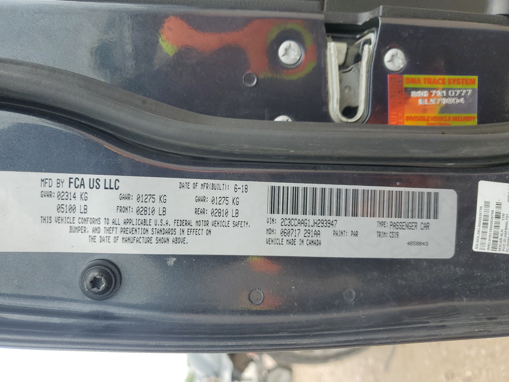 2C3CCAAG1JH293947 2018 Chrysler 300 Touring