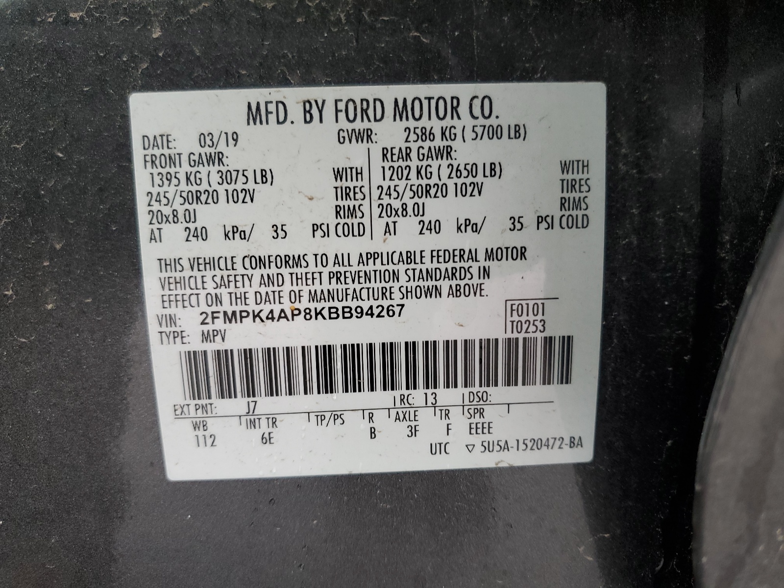 2FMPK4AP8KBB94267 2019 Ford Edge St