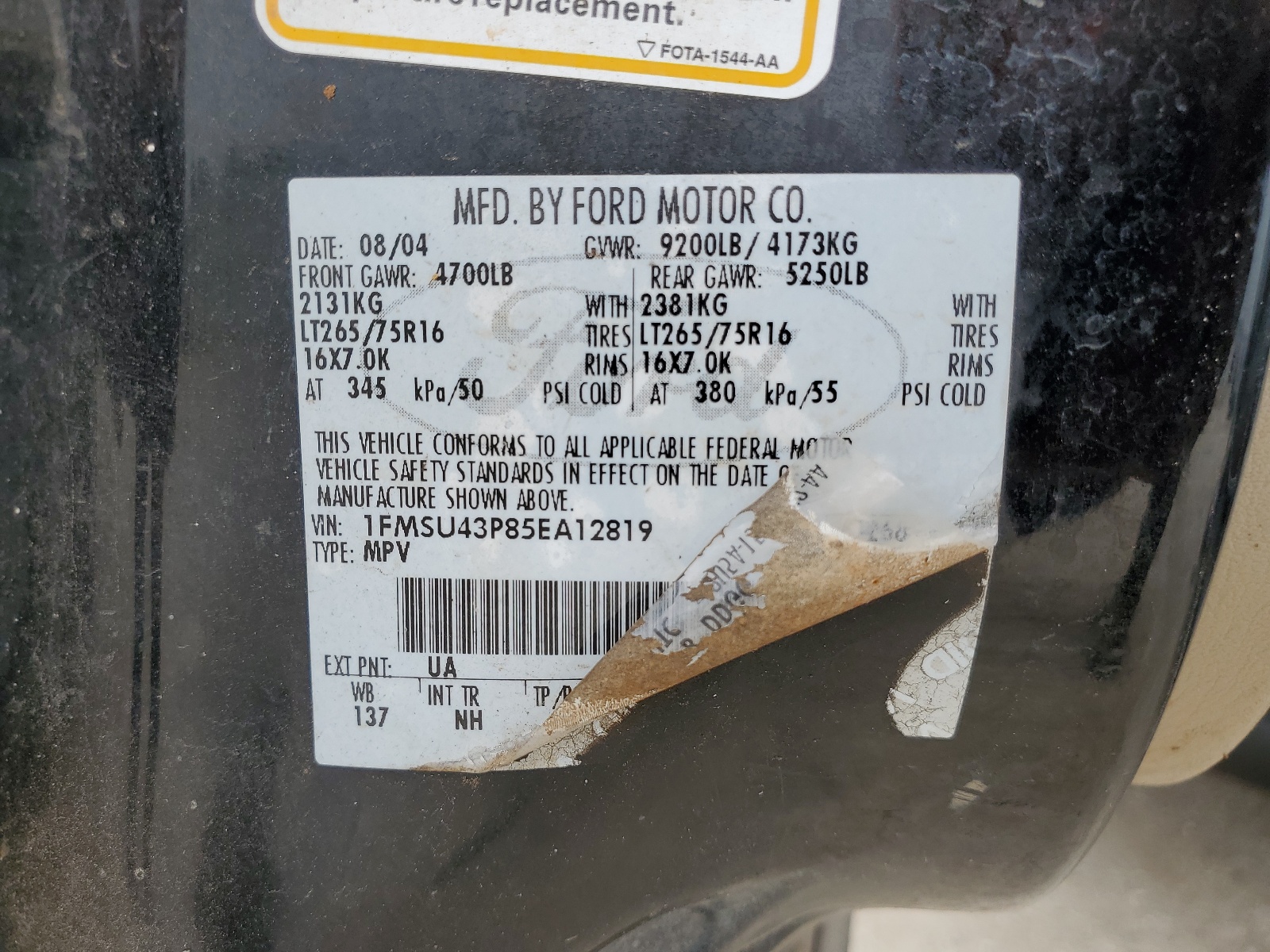 1FMSU43P85EA12819 2005 Ford Excursion Limited