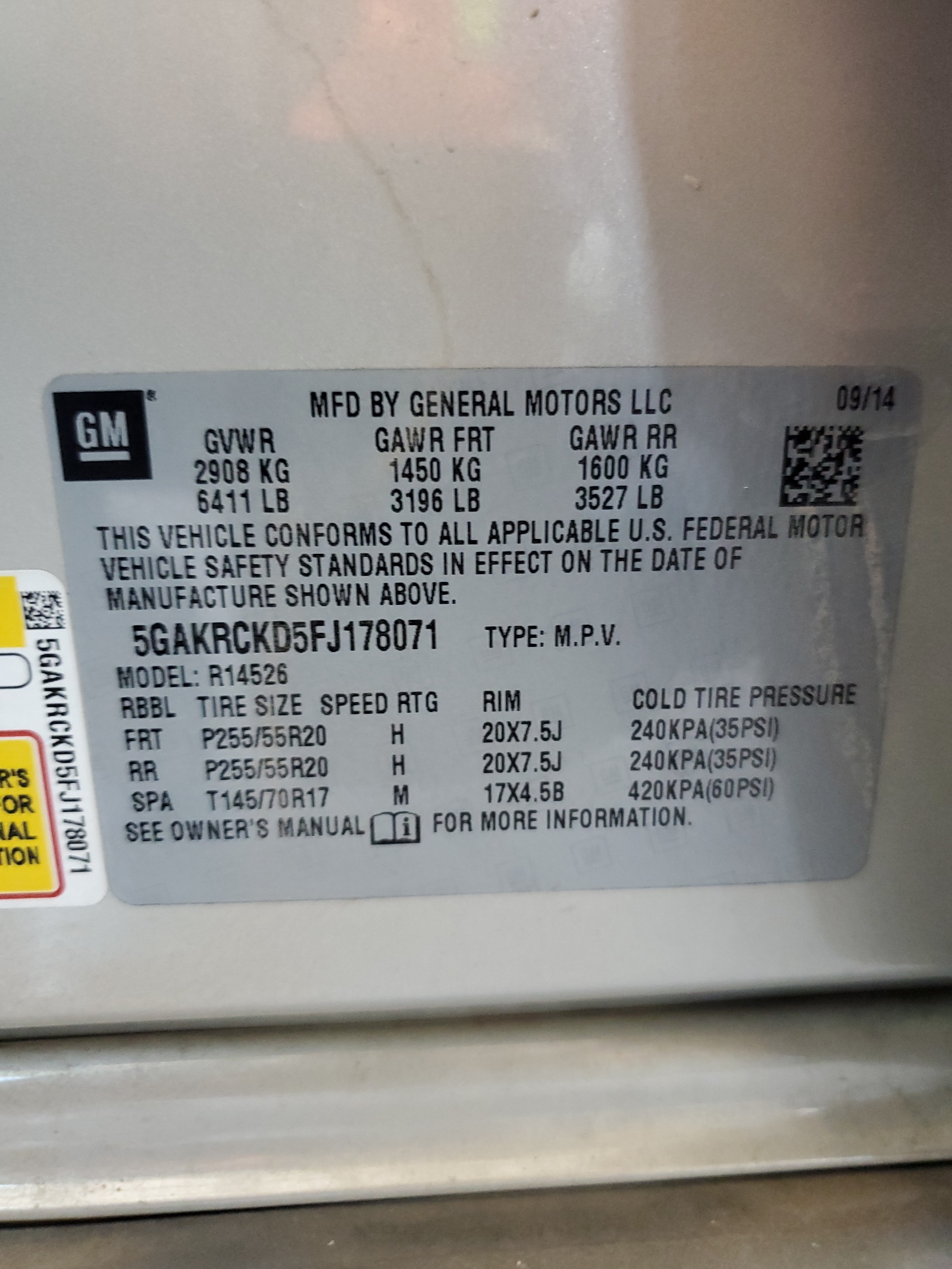 5GAKRCKD5FJ178071 2015 Buick Enclave