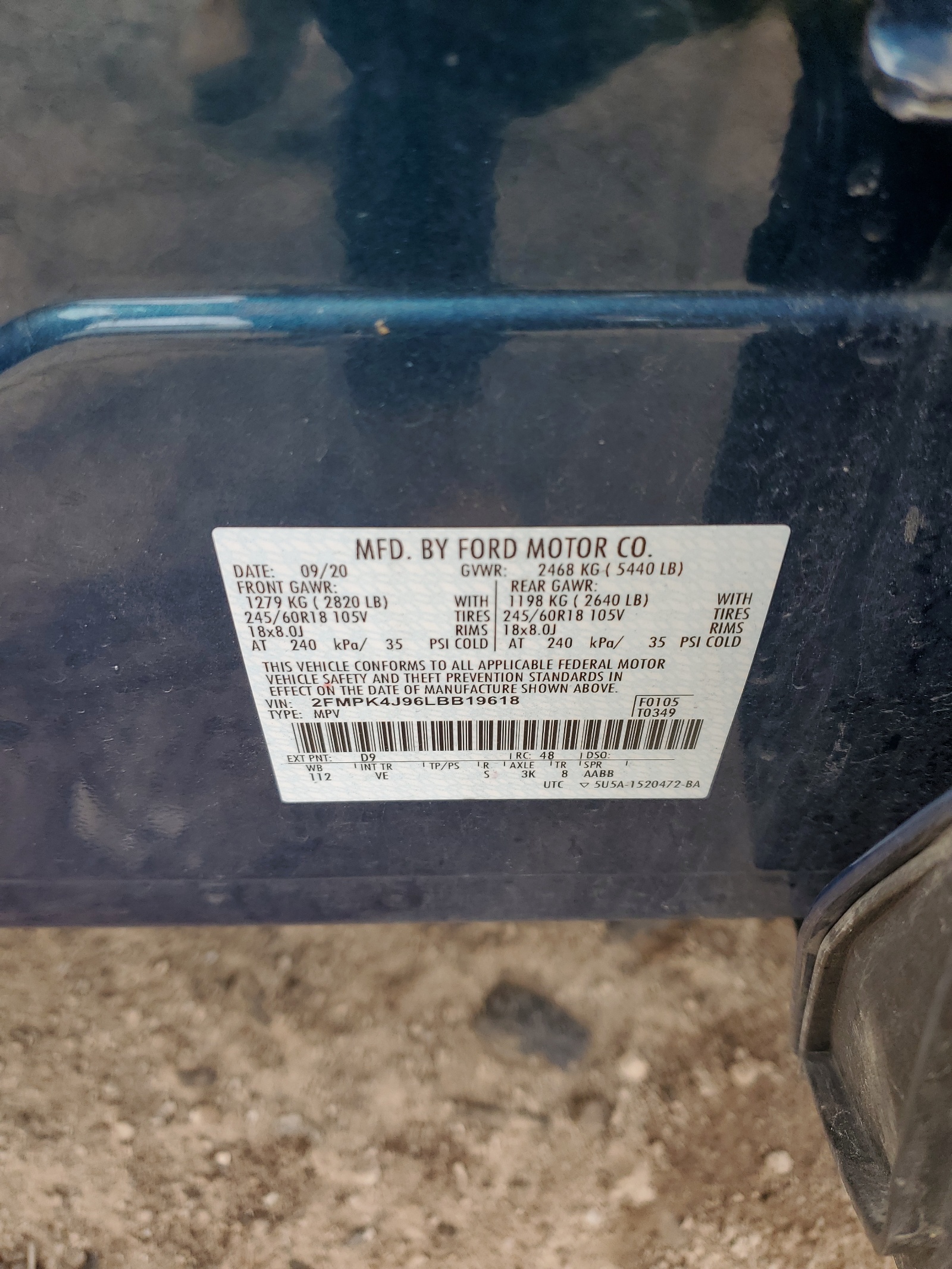 2FMPK4J96LBB19618 2020 Ford Edge Sel