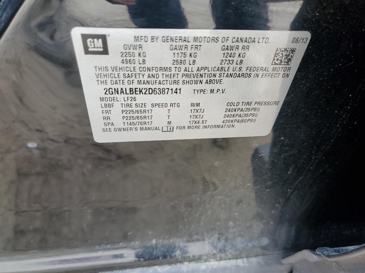 2013 Chevrolet Equinox Ls VIN: 2GNALBEK2D6387141 Lot: 56290854