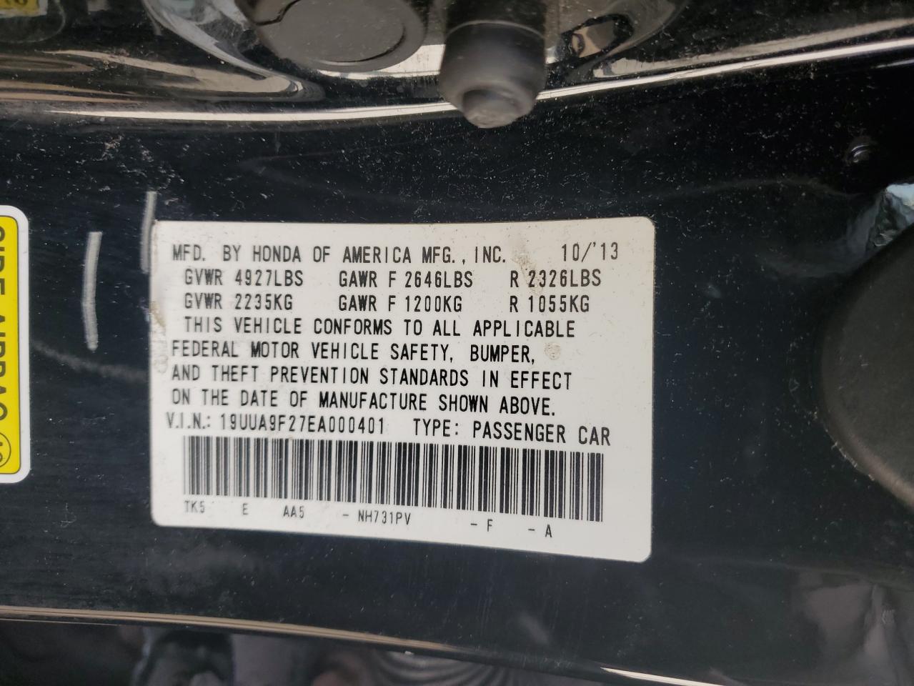 19UUA9F27EA000401 2014 Acura Tl