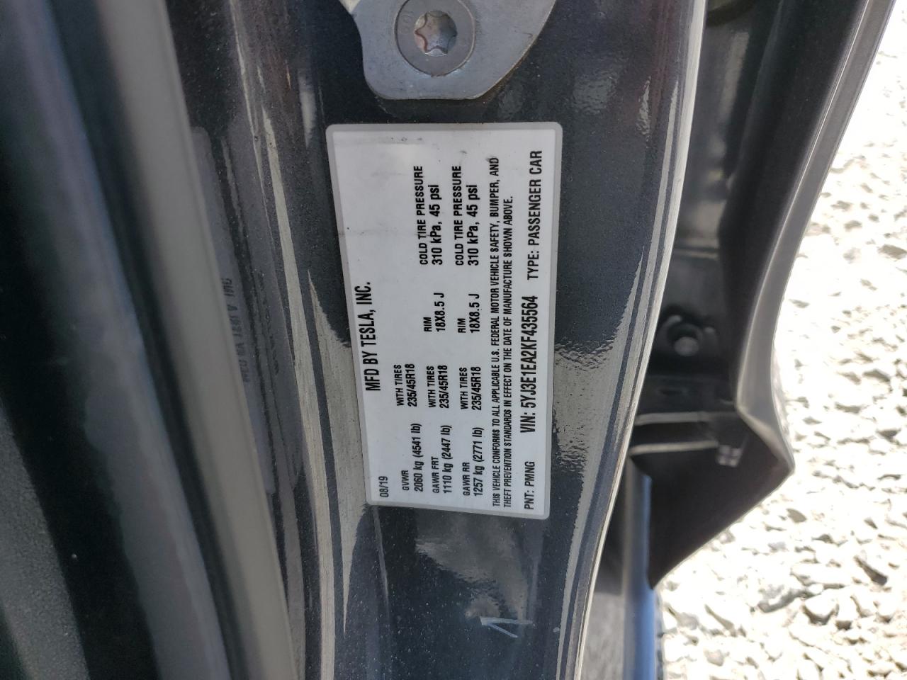 5YJ3E1EA2KF435564 2019 Tesla Model 3