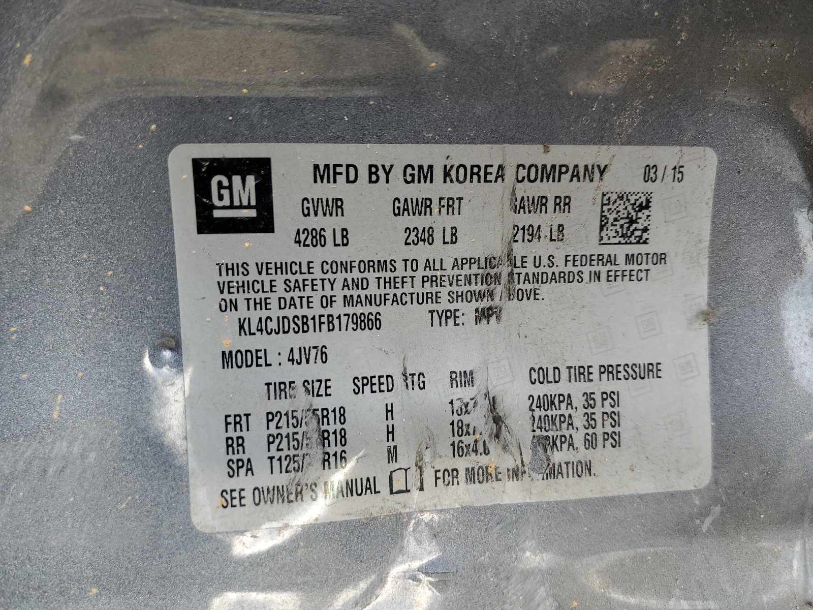 KL4CJDSB1FB179866 2015 Buick Encore Premium