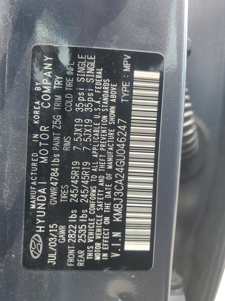 2016 Hyundai Tucson Limited VIN: KM8J3CA24GU046247 Lot: 55960624