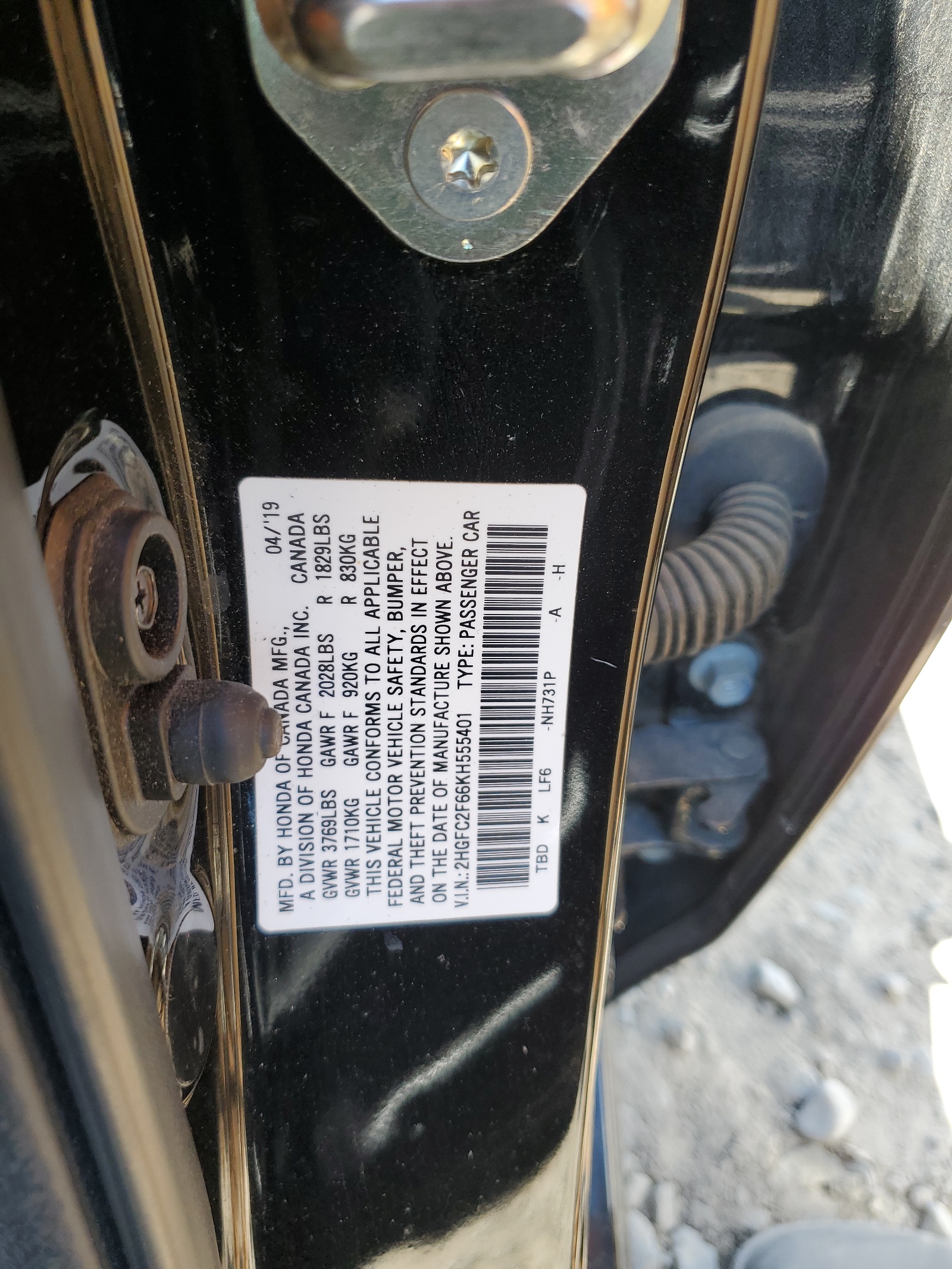 2HGFC2F66KH555401 2019 Honda Civic Lx