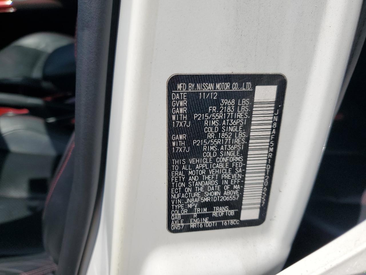 2013 Nissan Juke S VIN: JN8AF5MR1DT206557 Lot: 56622594