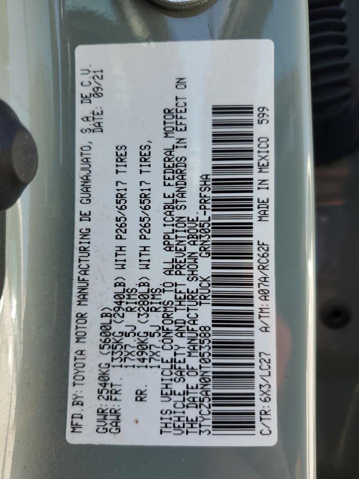 2022 Toyota Tacoma Double Cab VIN: 3TYCZ5AN0NT053588 Lot: 53881324