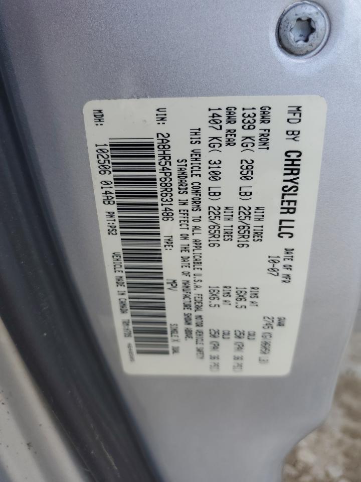 2008 Chrysler Town & Country Touring VIN: 2A8HR54P68R631486 Lot: 55234894