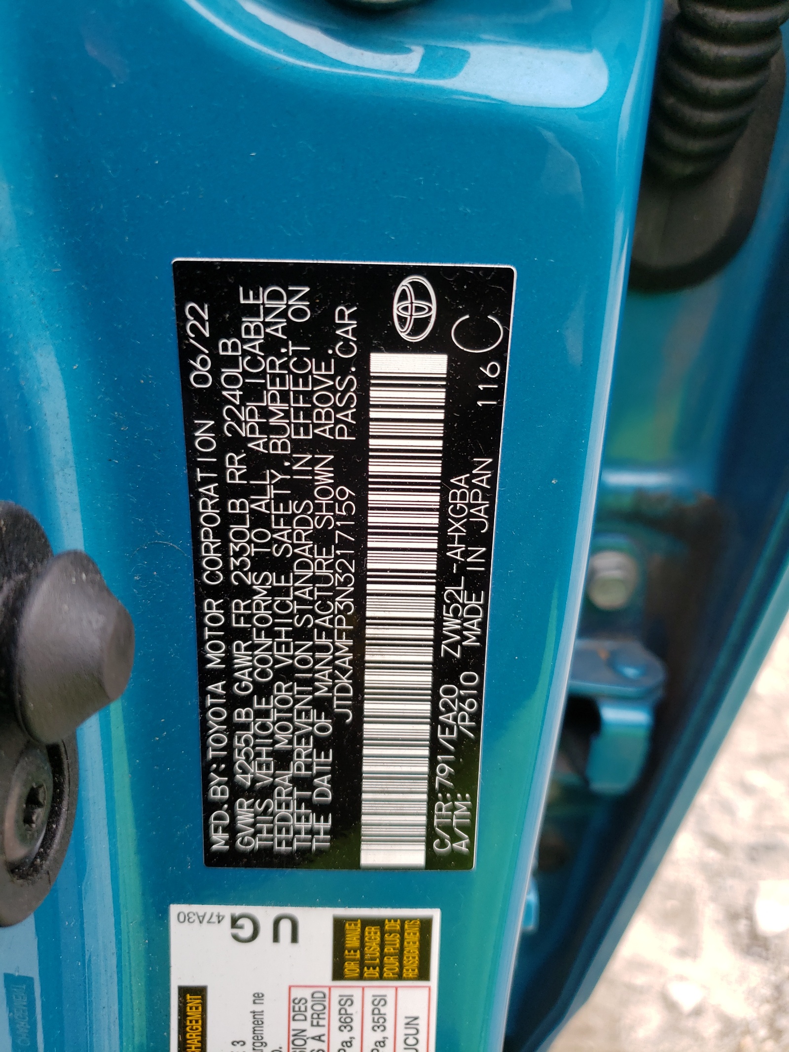 JTDKAMFP3N3217159 2022 Toyota Prius Prime Le