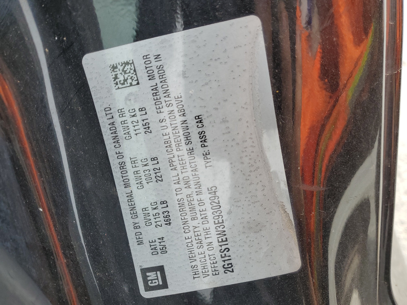 2G1FS1EW3E9302945 2014 Chevrolet Camaro Ss