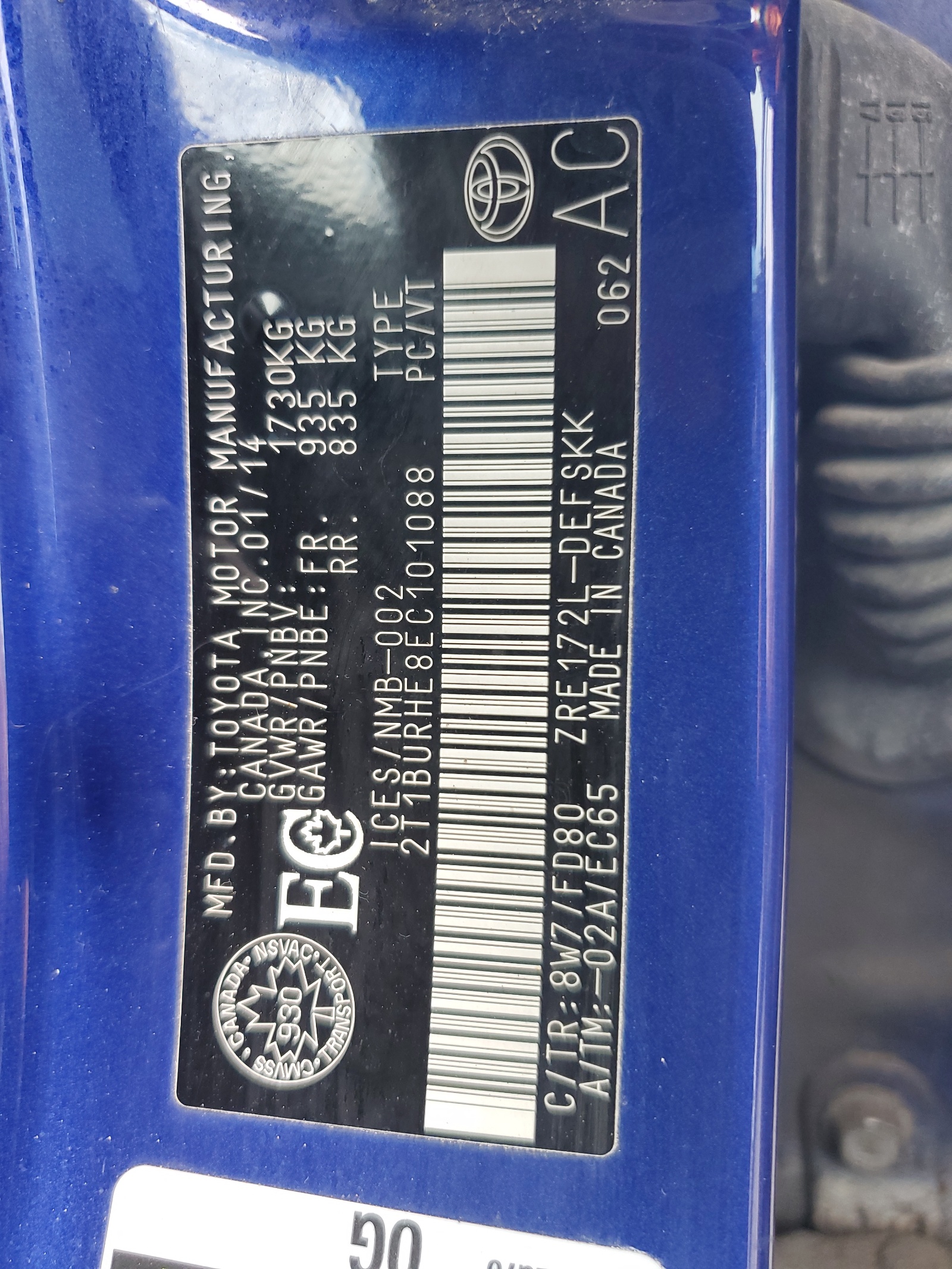 2014 Toyota Corolla L vin: 2T1BURHE8EC101088