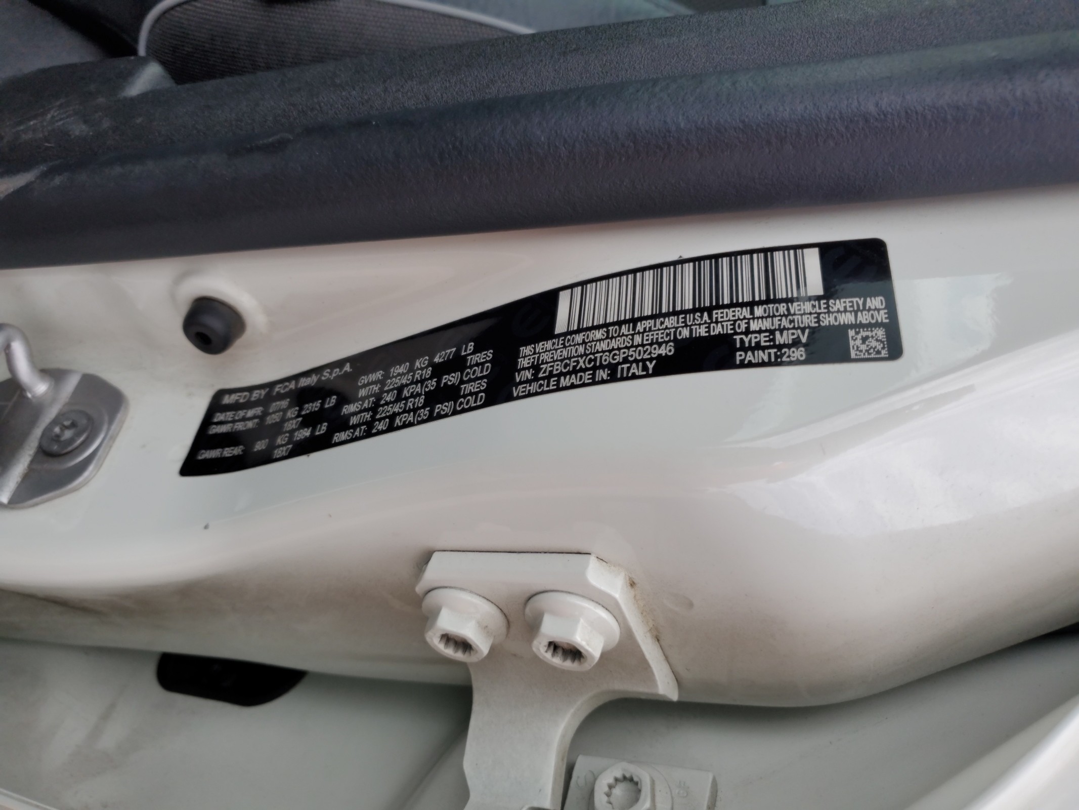 ZFBCFXCT6GP502946 2016 Fiat 500X Trekking