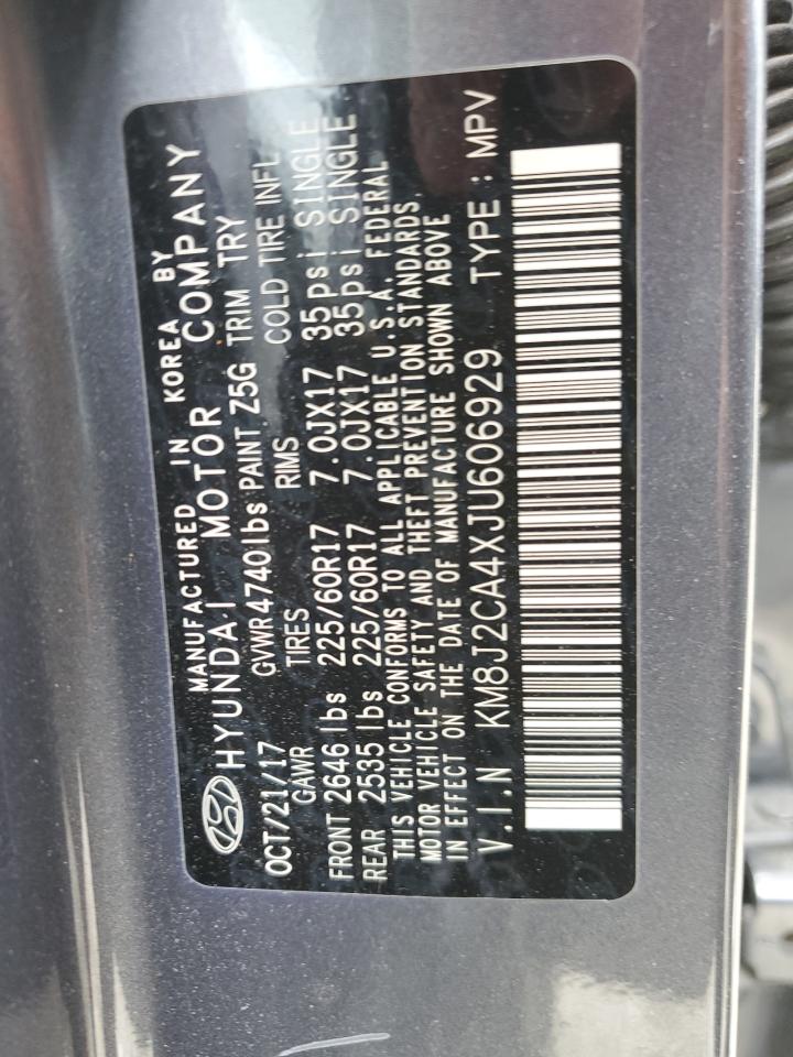 2018 Hyundai Tucson Se VIN: KM8J2CA4XJU606929 Lot: 54385124