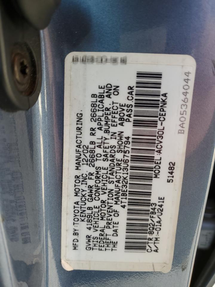 4T1BE32K13U675794 2003 Toyota Camry Le