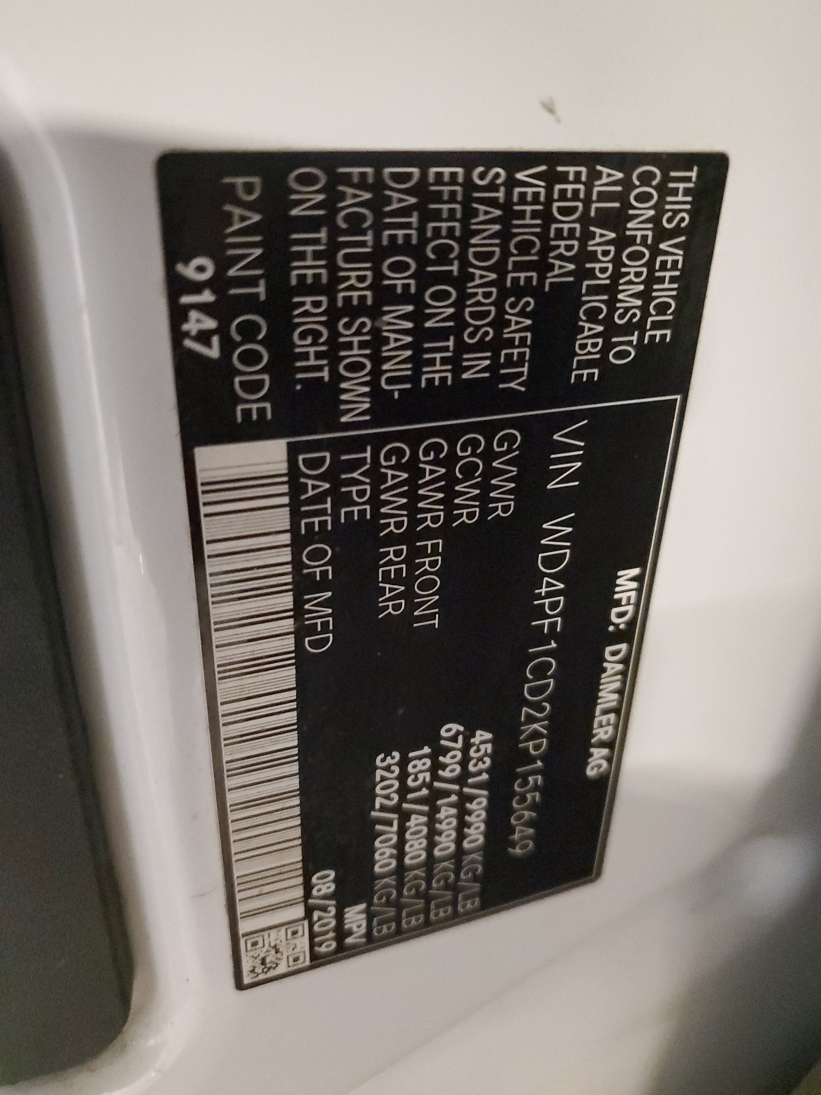 WD4PF1CD2KP155649 2019 Mercedes-Benz Sprinter 2500/3500