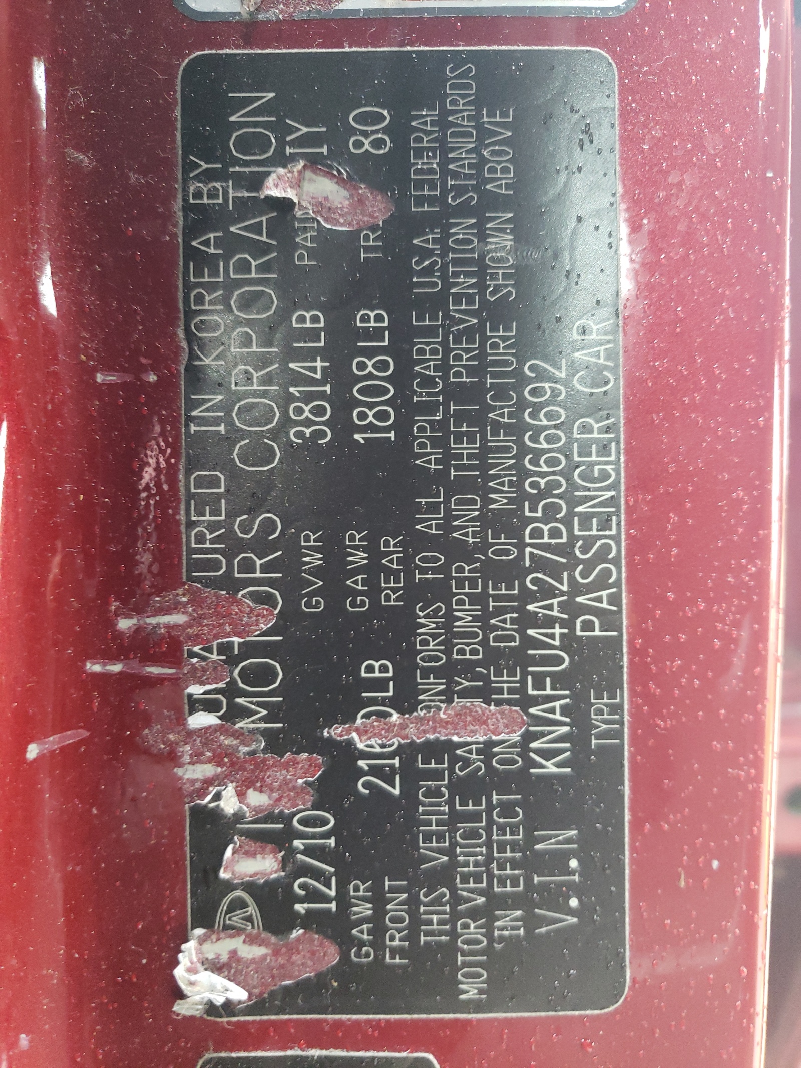 KNAFU4A27B5366692 2011 Kia Forte Ex