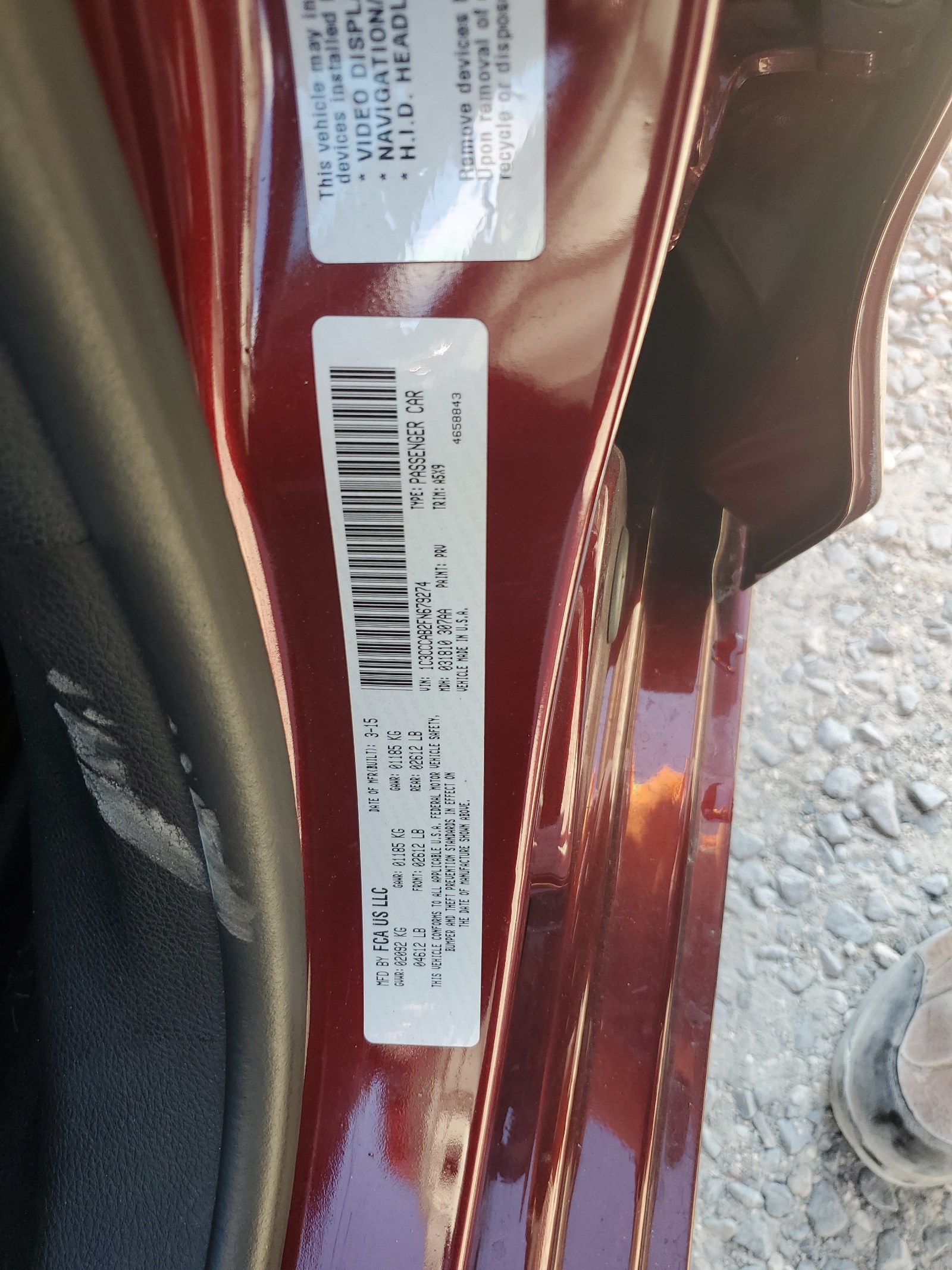 1C3CCCAB2FN679274 2015 Chrysler 200 Limited