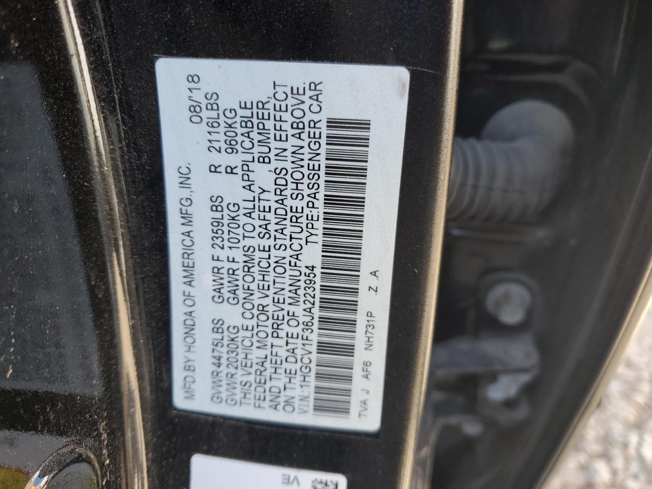 1HGCV1F36JA223954 2018 HONDA ACCORD - Image 13