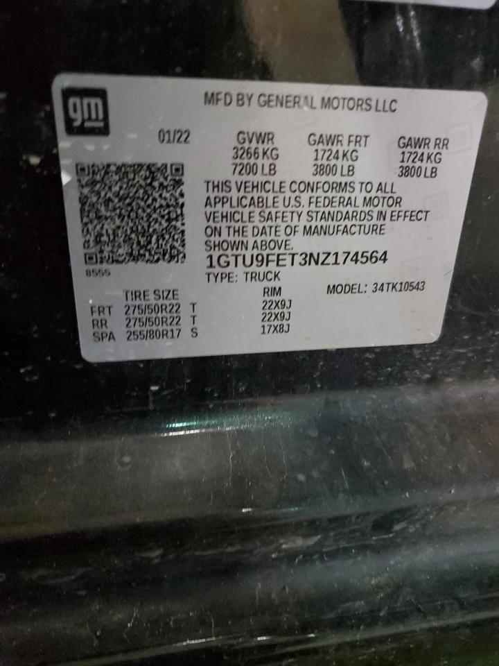 1GTU9FET3NZ174564 2022 GMC Sierra Limited K1500 Denali