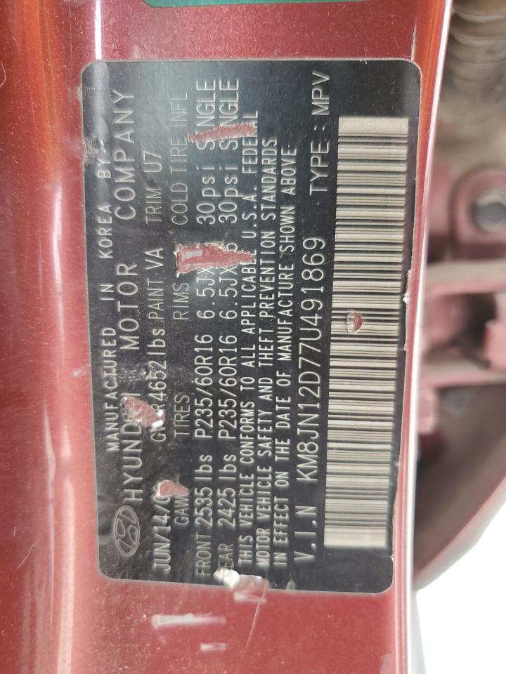 2007 Hyundai Tucson Se VIN: KM8JN12D77U491869 Lot: 56669544