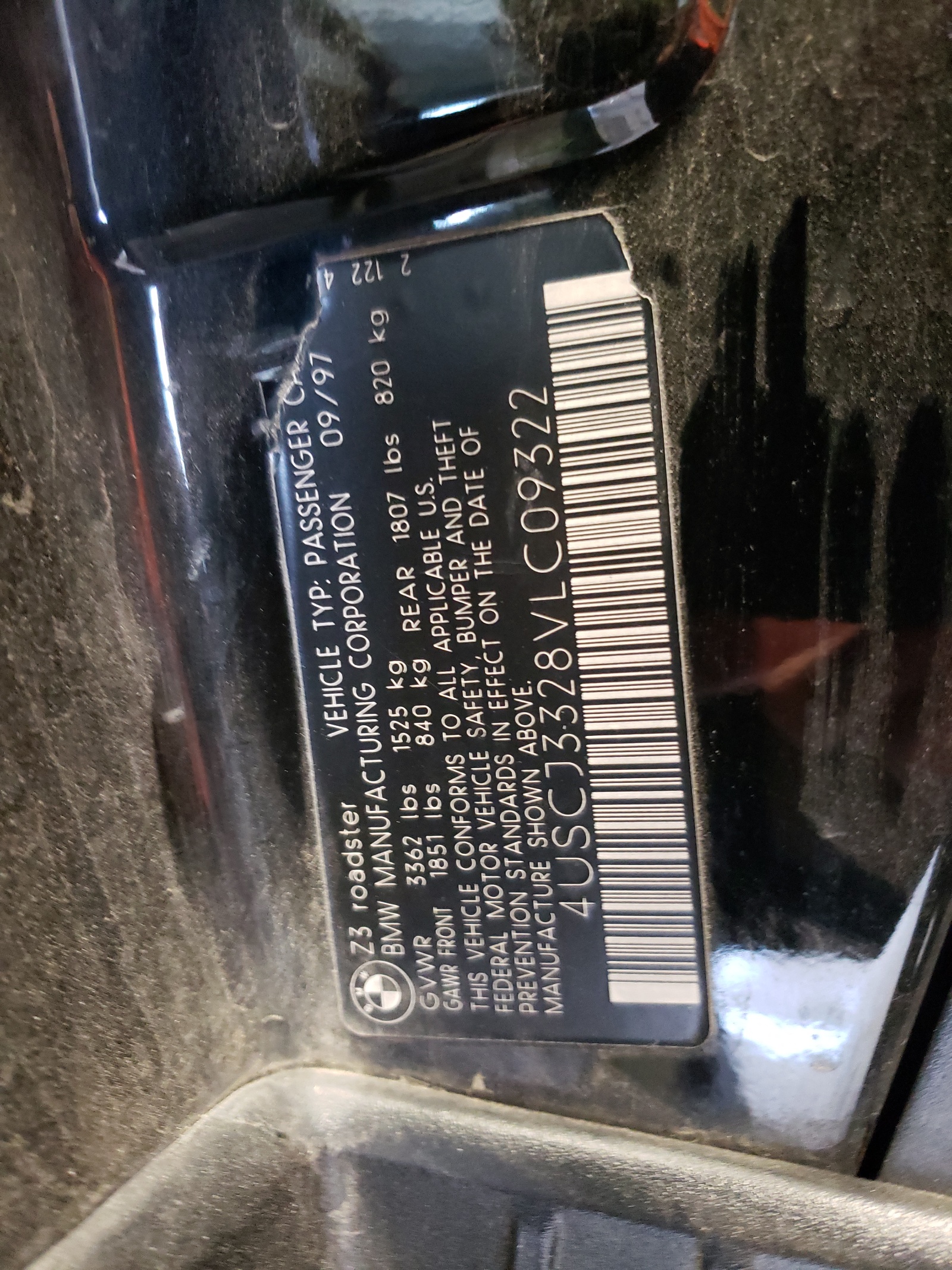 4USCJ3328VLC09322 1997 BMW Z3 2.8