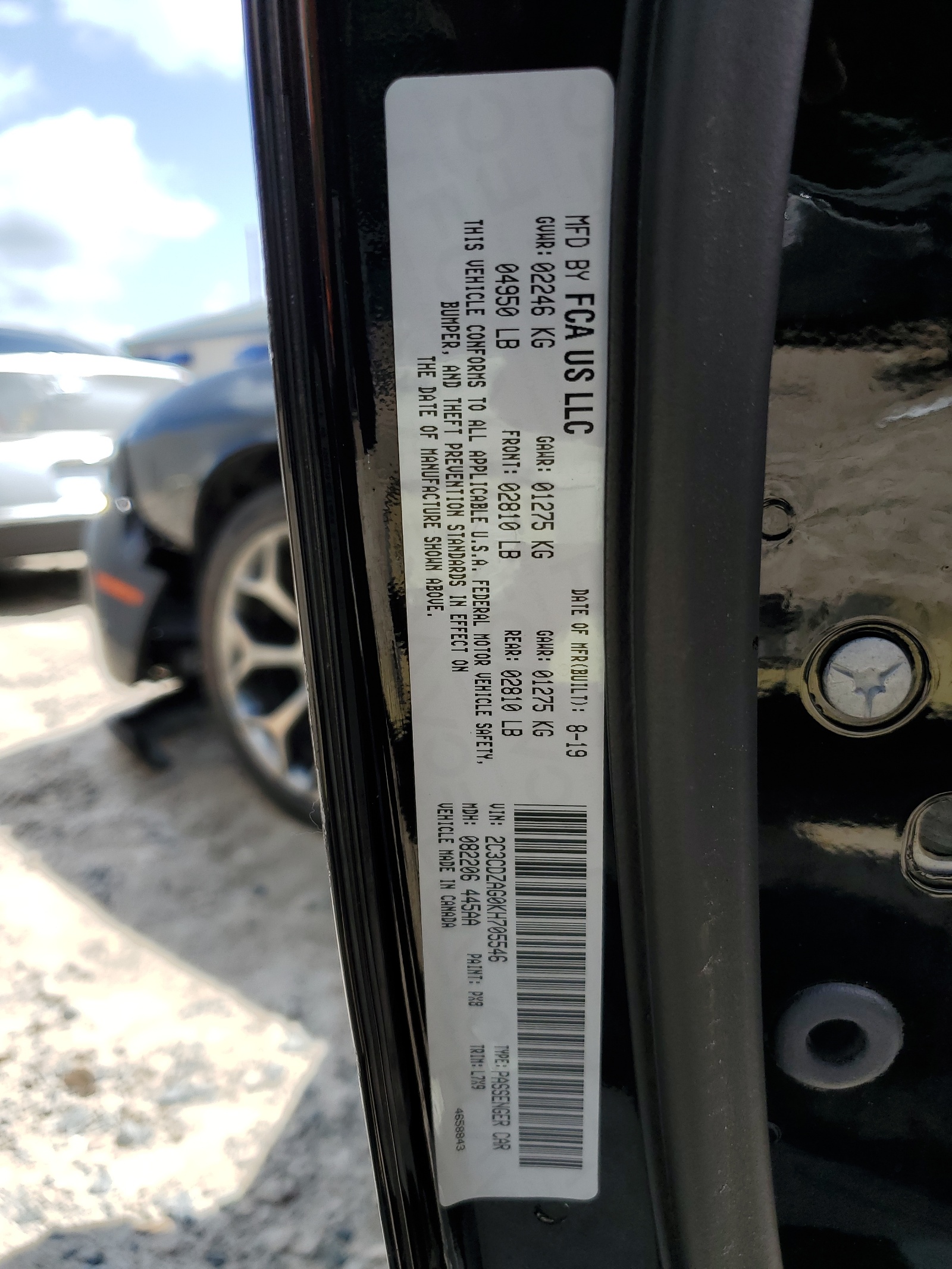 2C3CDZAG0KH705546 2019 Dodge Challenger Sxt