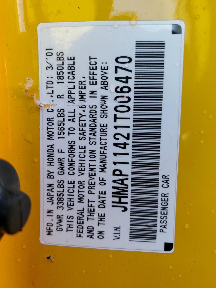 2001 Honda S2000 VIN: JHMAP11421T006470 Lot: 53439104