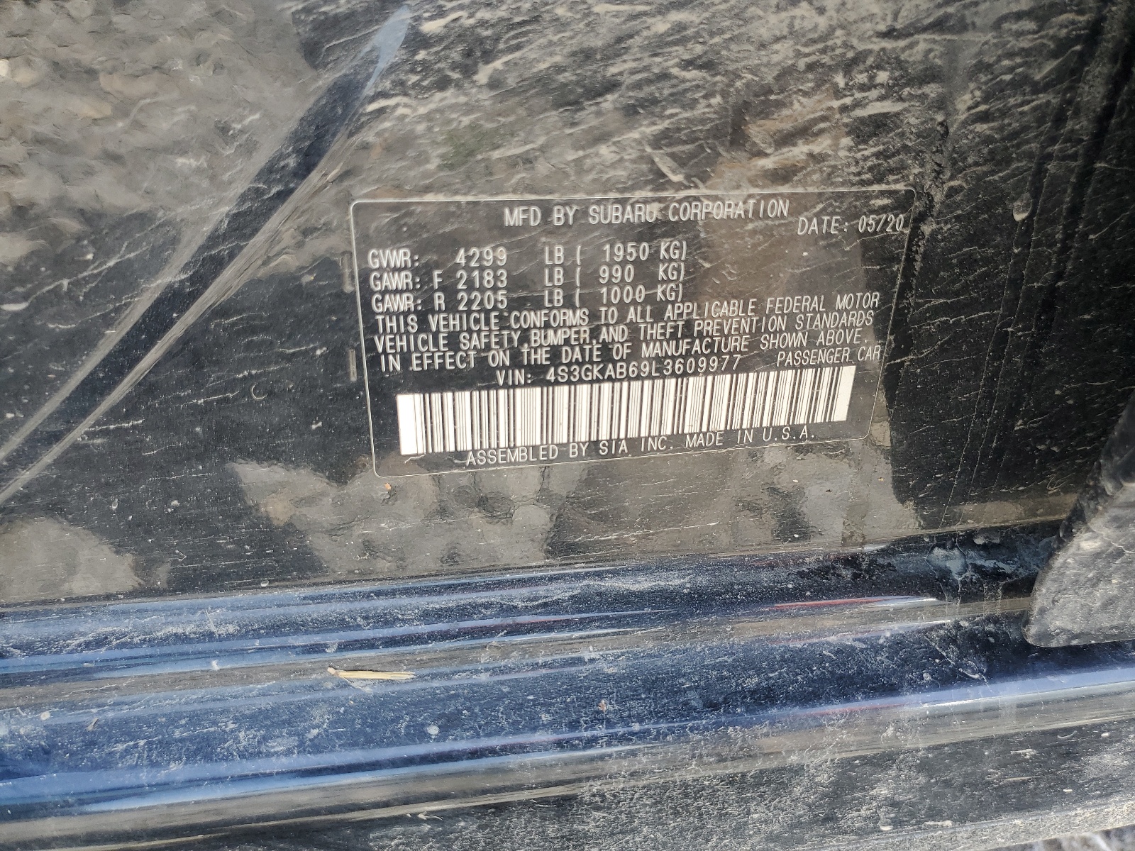 4S3GKAB69L3609977 2020 Subaru Impreza