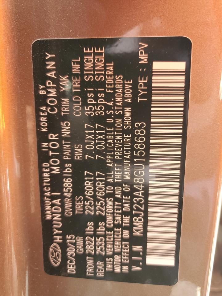 2016 Hyundai Tucson Se VIN: KM8J23A48GU158683 Lot: 56845344