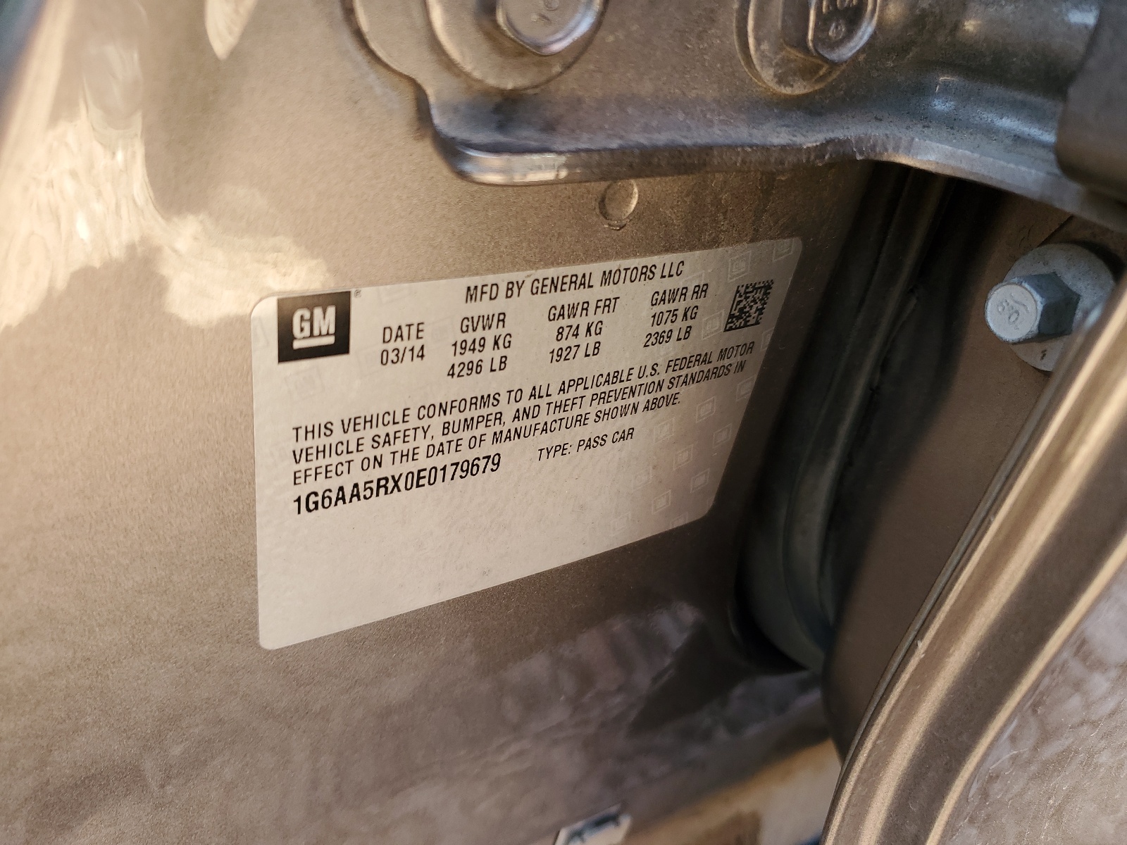 1G6AA5RX0E0179679 2014 Cadillac Ats