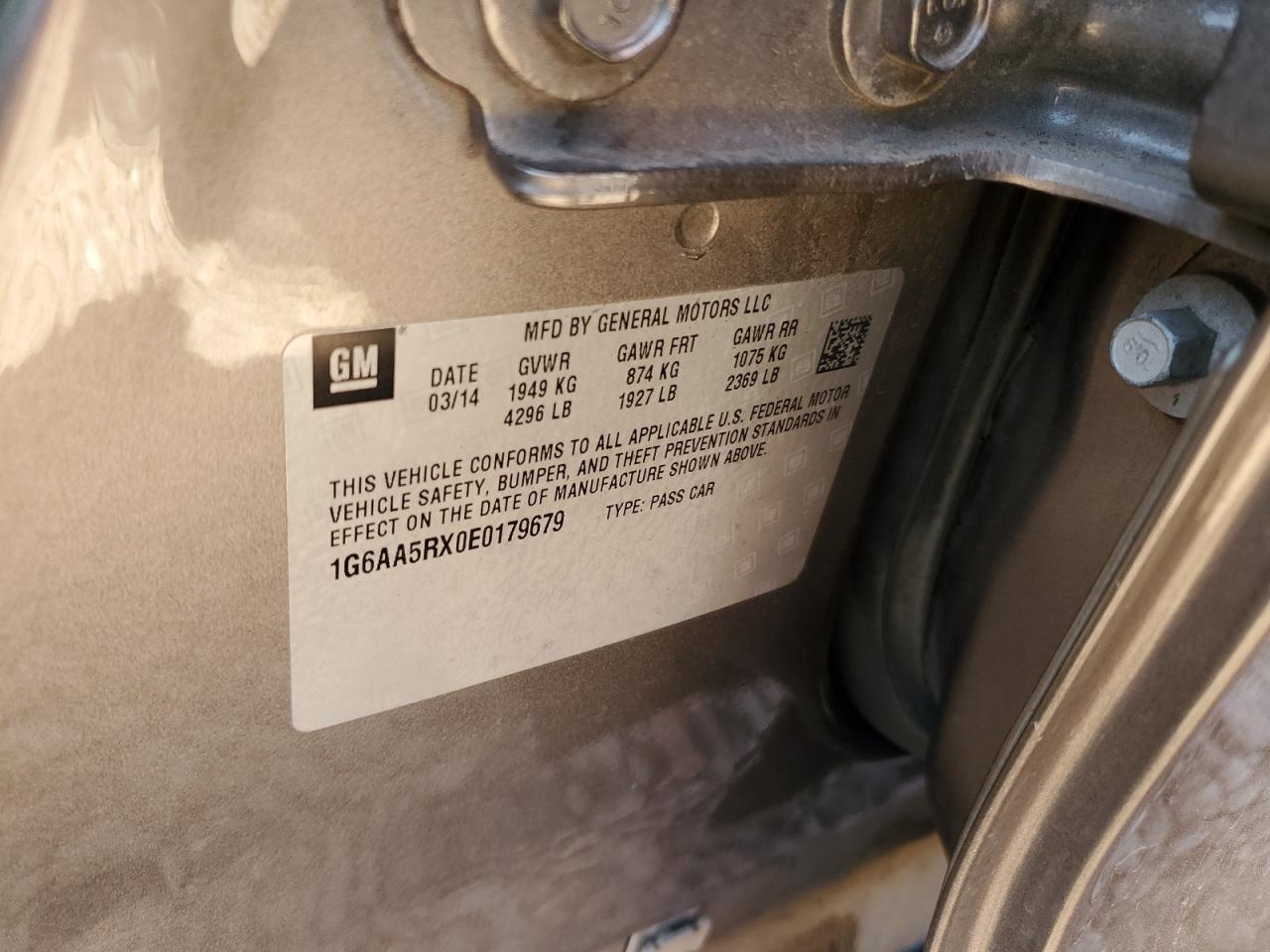 2014 Cadillac Ats VIN: 1G6AA5RX0E0179679 Lot: 51787334