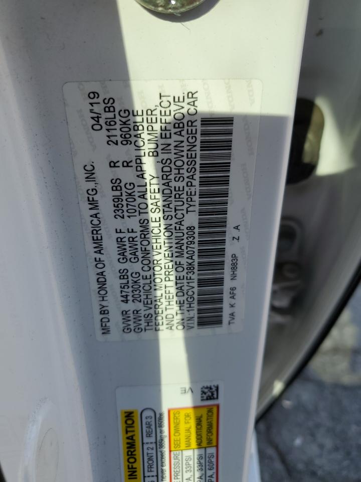 1HGCV1F38KA079308 2019 HONDA ACCORD - Image 14