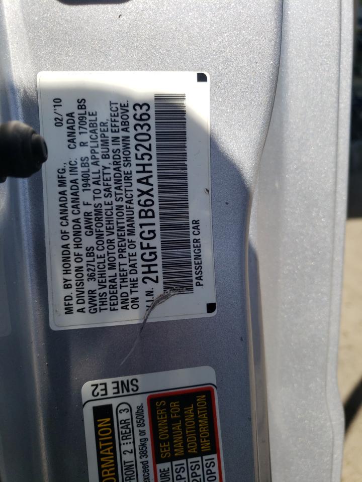 2010 Honda Civic Lx VIN: 2HGFG1B6XAH520363 Lot: 57147164